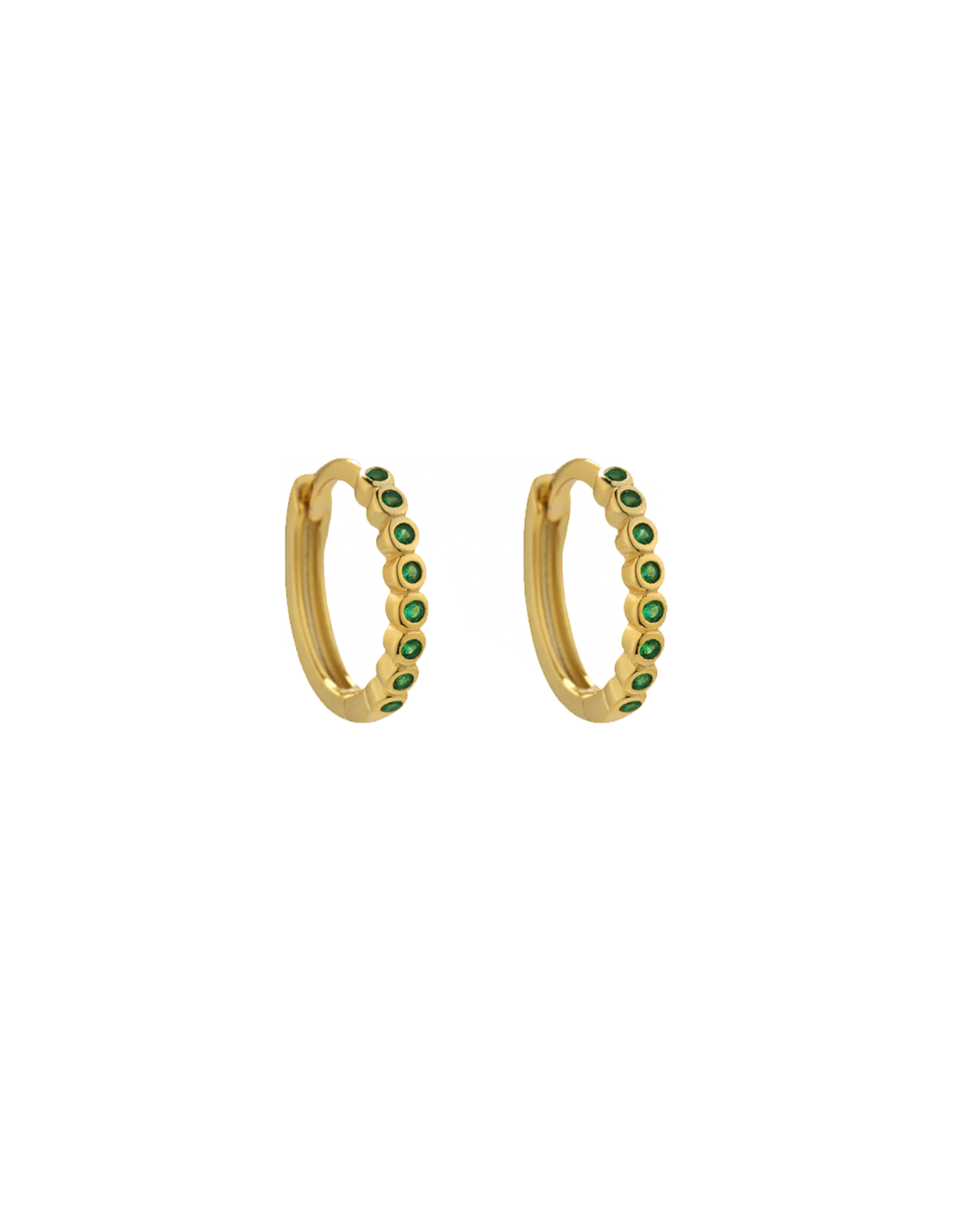 Emerald Green Pave Dot Cubic Zirconia Huggies Hoop Earrings SHE00824