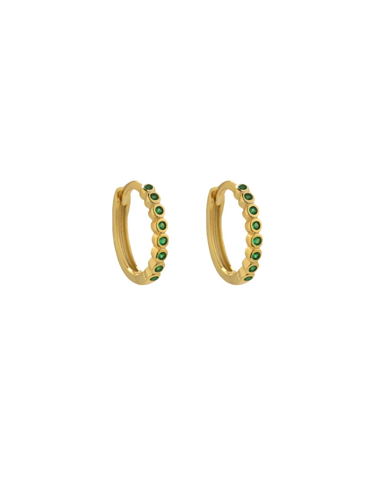 Emerald Green Pave Dot Cubic Zirconia Huggies Hoop Earrings SHE00824