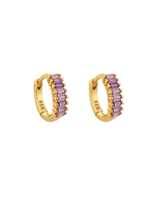 紫水晶紫色密鑲方晶鋯石好奇圈形耳環
