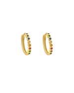 Rainbow Pave Dot Cubic Zirconia Huggies Hoop Earrings SHE0826