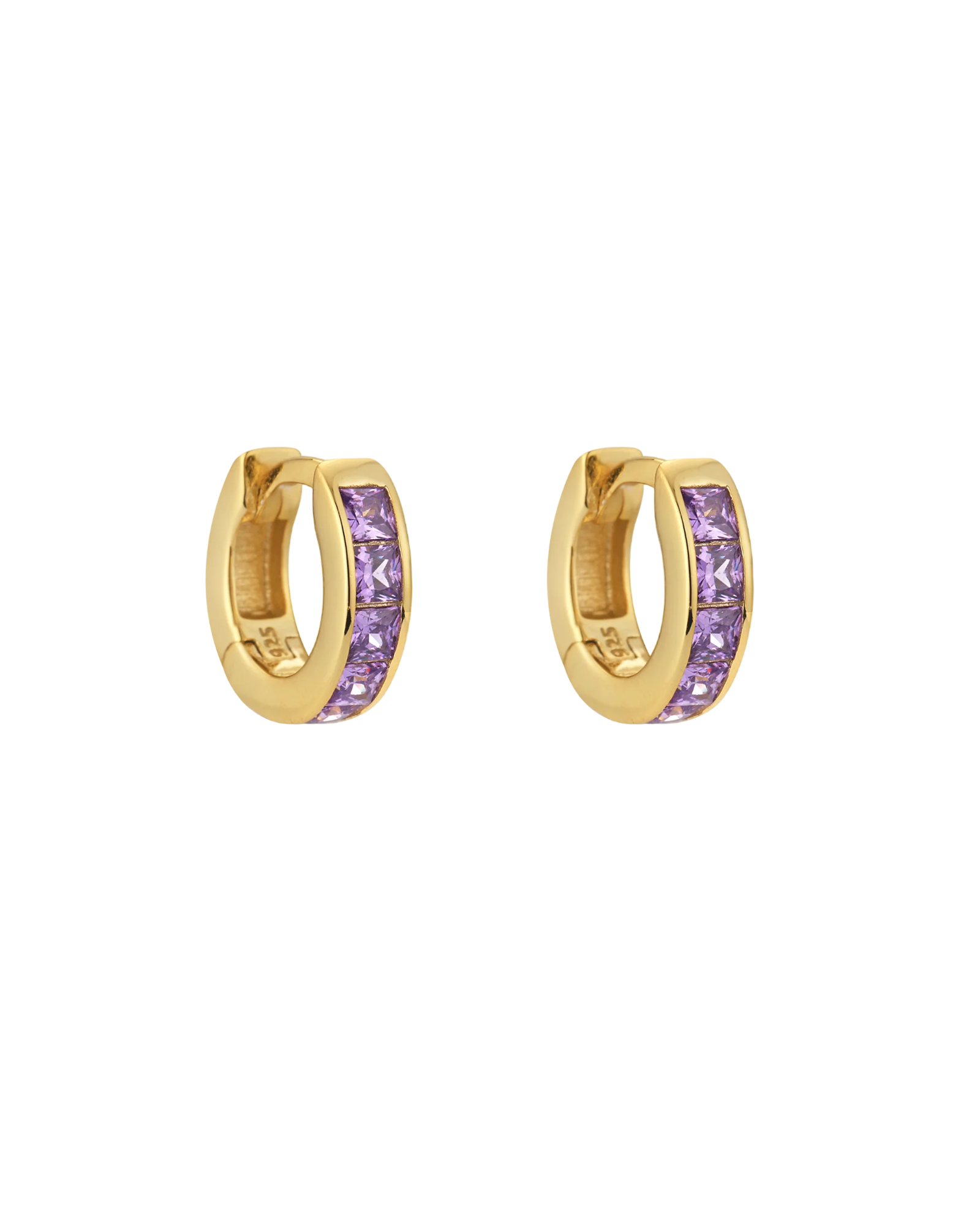 紫水晶紫色密鑲方形立方耳環 SHE0798