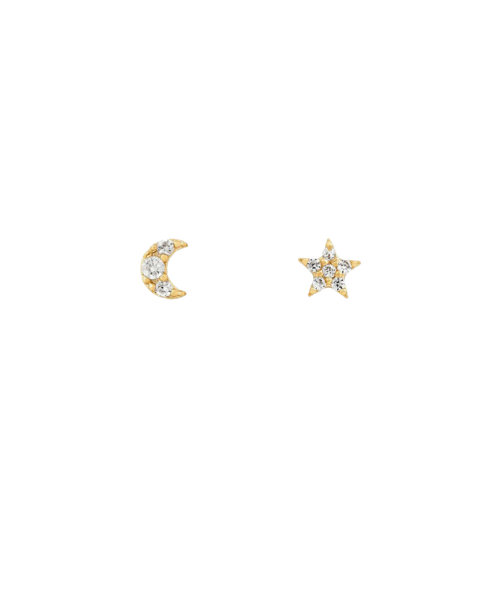 Teeny Tiny Mismatch Moon And Star Stud Earrings SHE0838