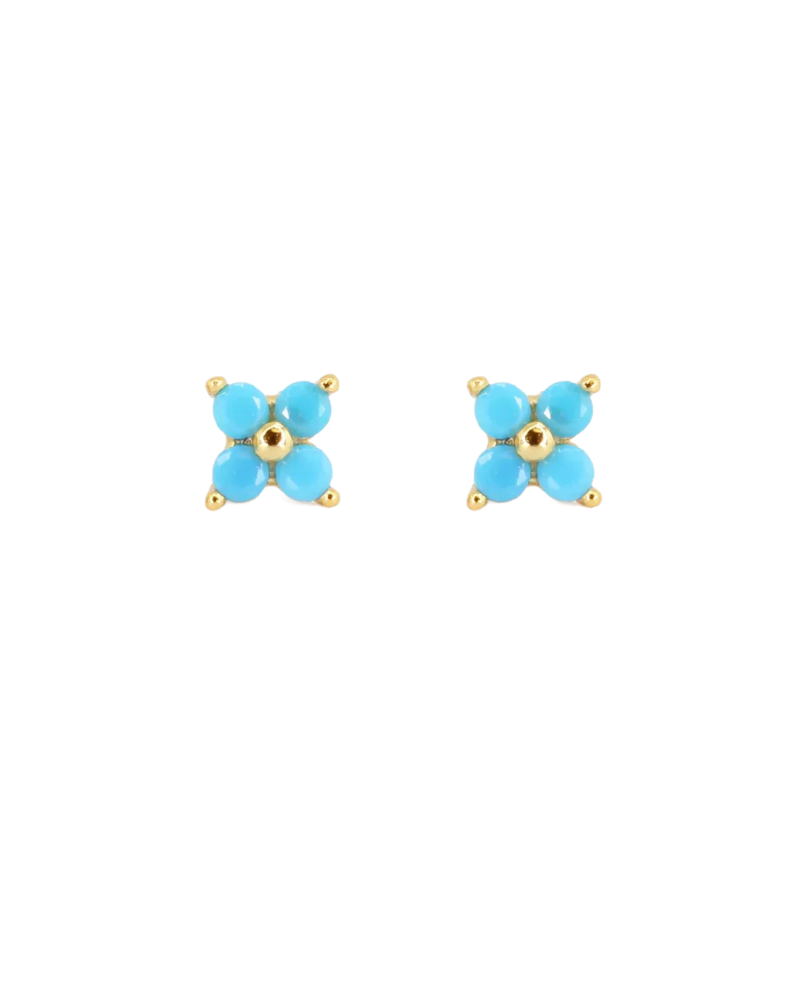 Teeny Tiny Turquoise Lucky Clover Stud Earrings SHE00945