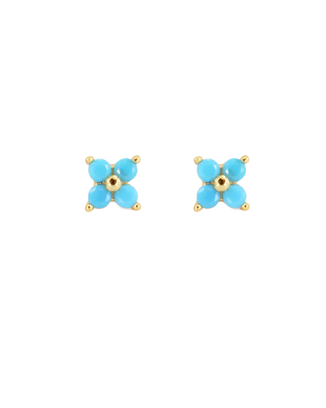 Teeny Tiny Turquoise Lucky Clover Stud Earrings SHE00945