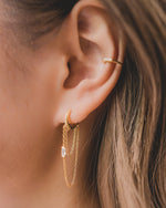 Baguette Chain Drop Huggie Earrings SHE01046