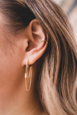 Baguette Chain Drop Huggie Earrings SHE01046