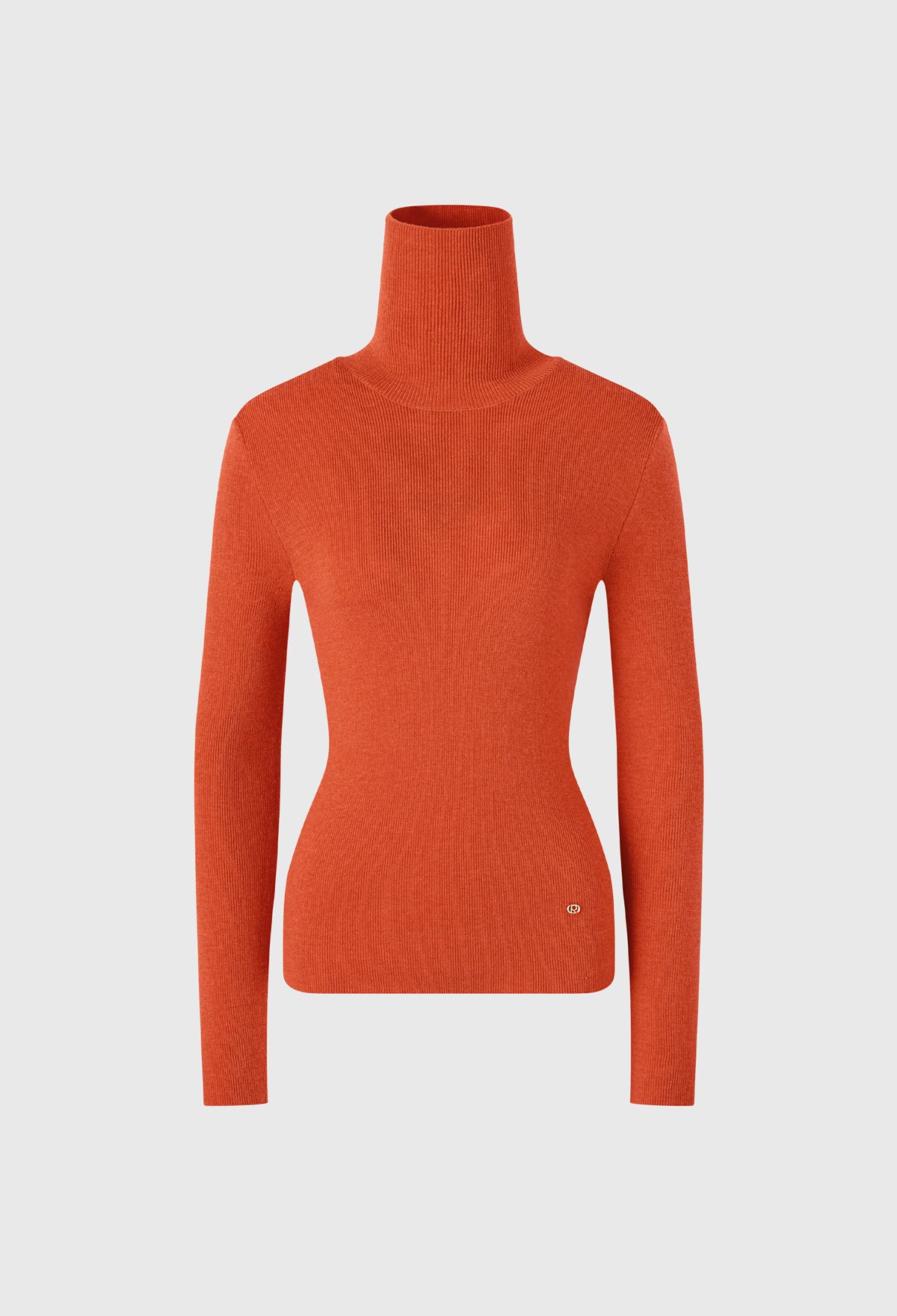 Essential Wool Turtleneck Knitted Top In Melange Orange