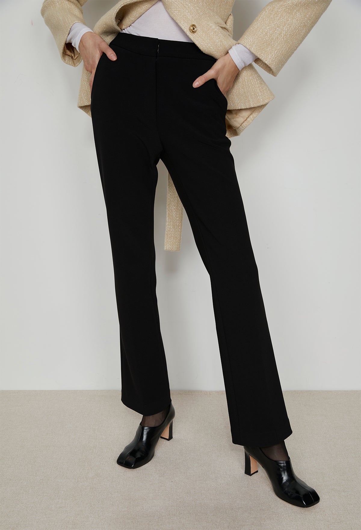 High-density Stretch Trousers In Black