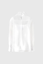 High-neck Organza Blouse In White
