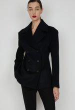 Hourglass Double-Breasted Short Coat In Black