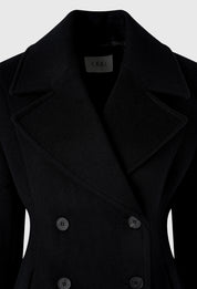 Hourglass Double-Breasted Short Coat In Black