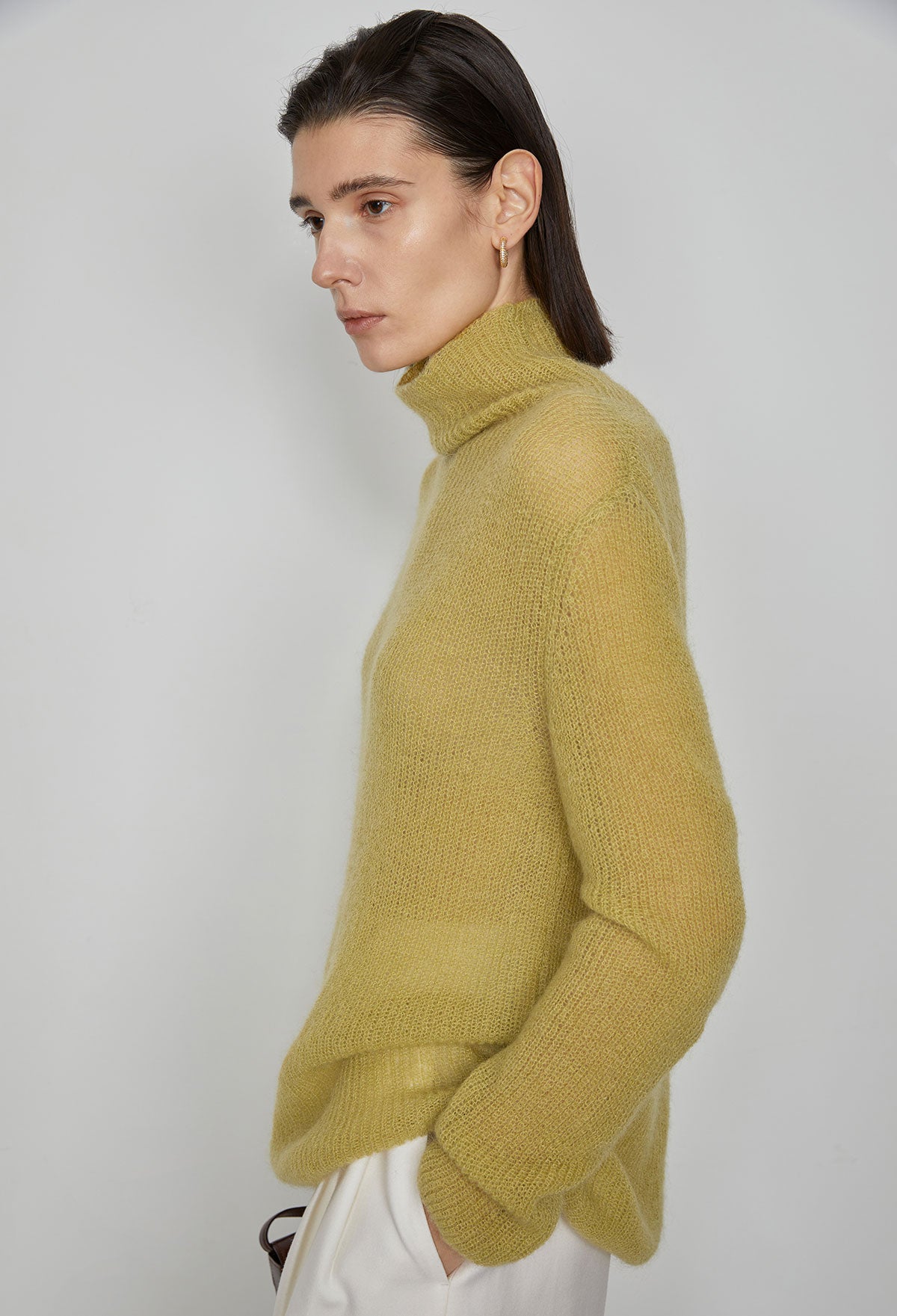 Mohair Blended Sweater In Olive