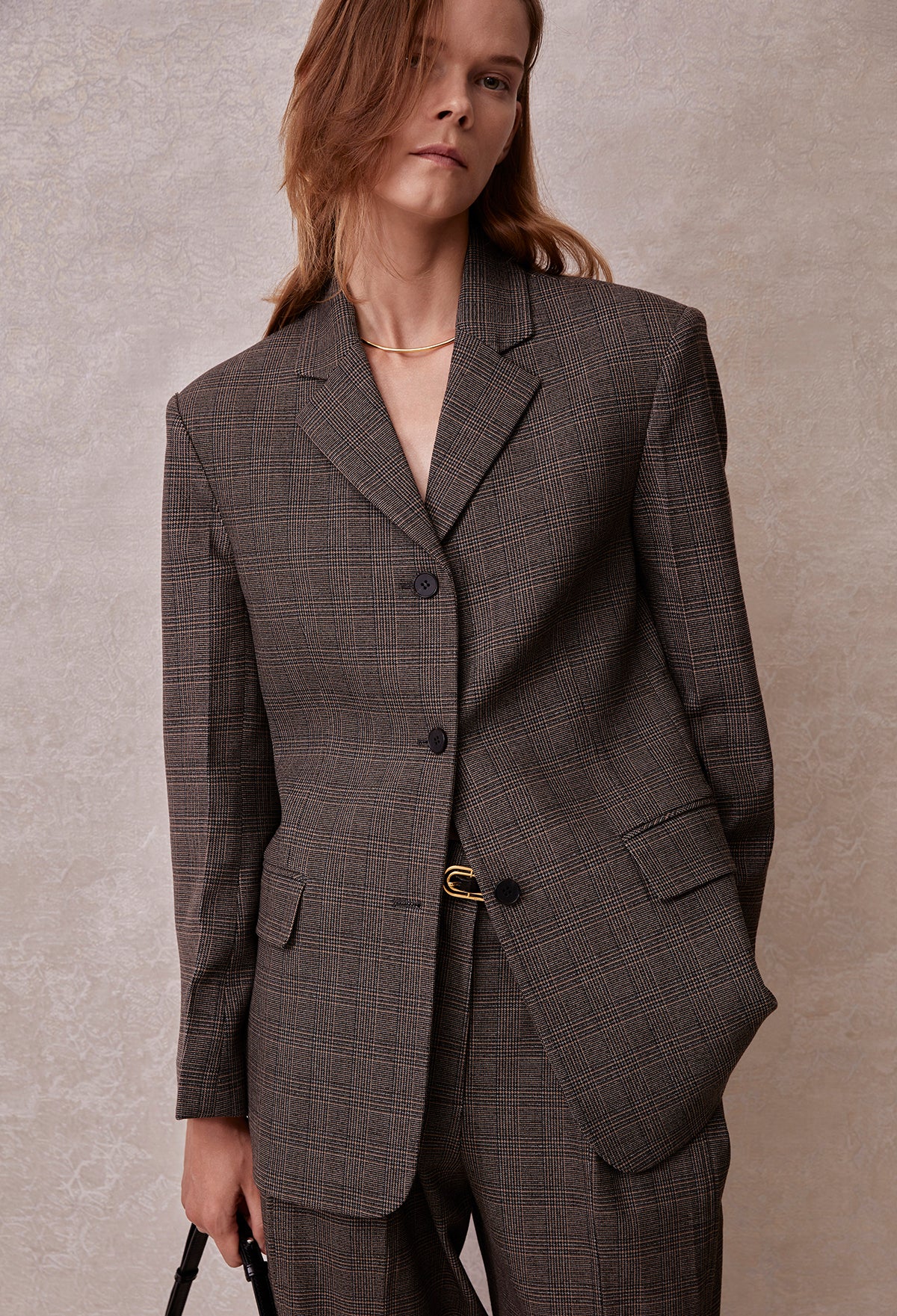 Notch-lapel Check Blazer In Classic Check