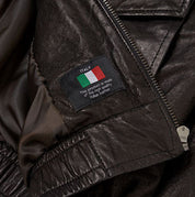 Italian Lambskin Bomber Jacket In Dark Brown