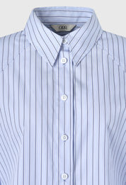 Voluminous-sleeve Striped Shirt In Classic Blue