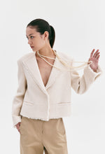 Peak Lapel Tweed Jacket In Ivory