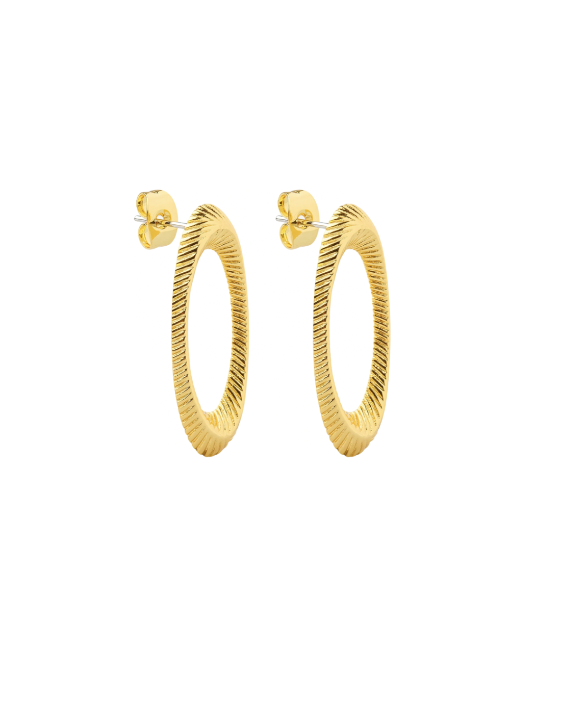 Tania Oval 14k Gold Ribbed Earrings