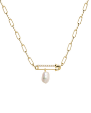 Anna Pearl Paper Clip Chain Necklace