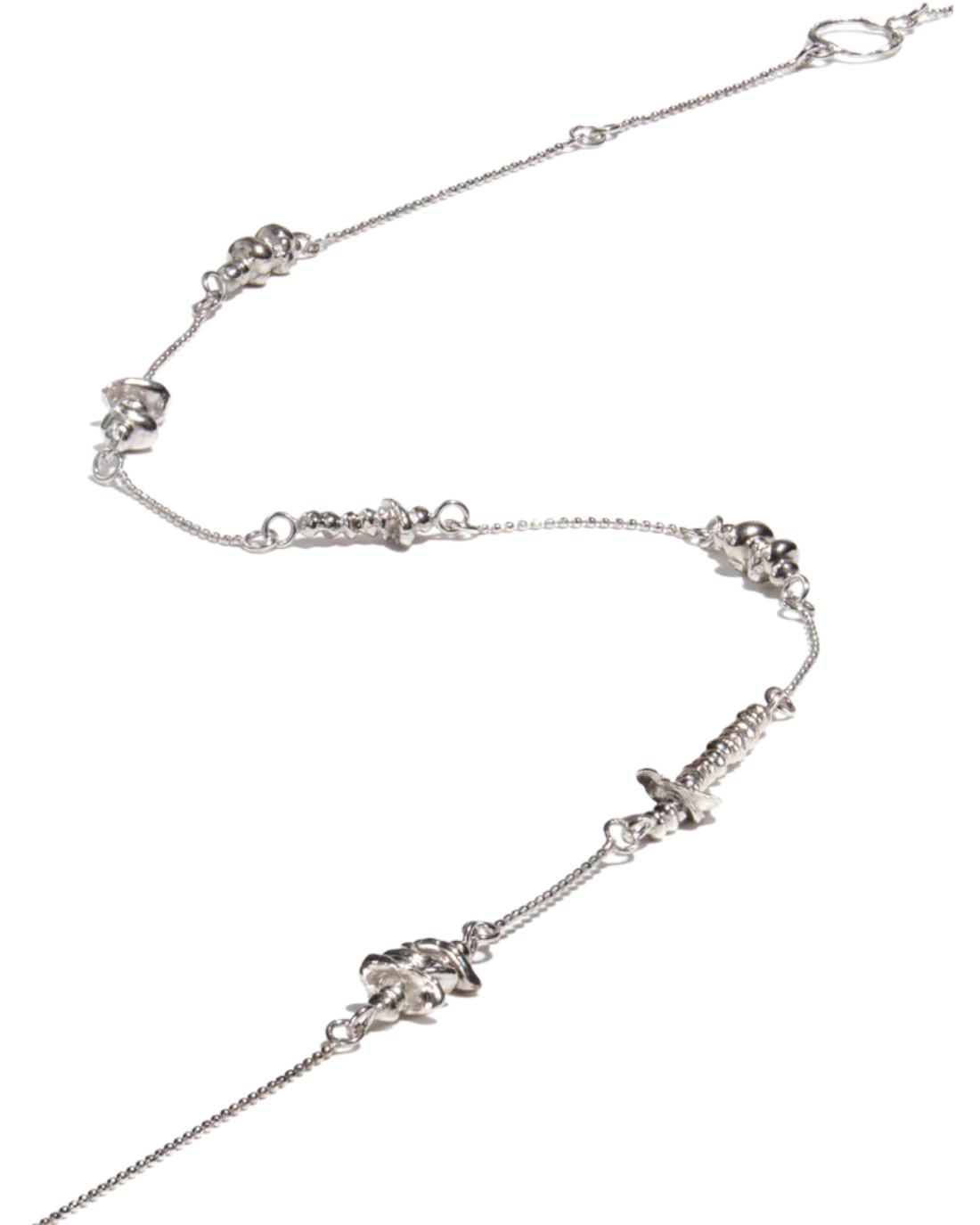 Stone Chain Necklace In Sliver