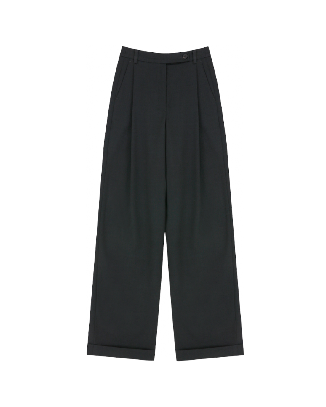 Wide Turn-Up Trouser in Charcoal