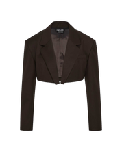 Wool-blend Cropped Jacket In Brown