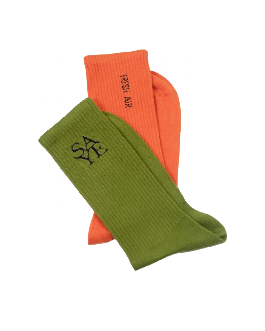SAYE 綠色和橙色襪子