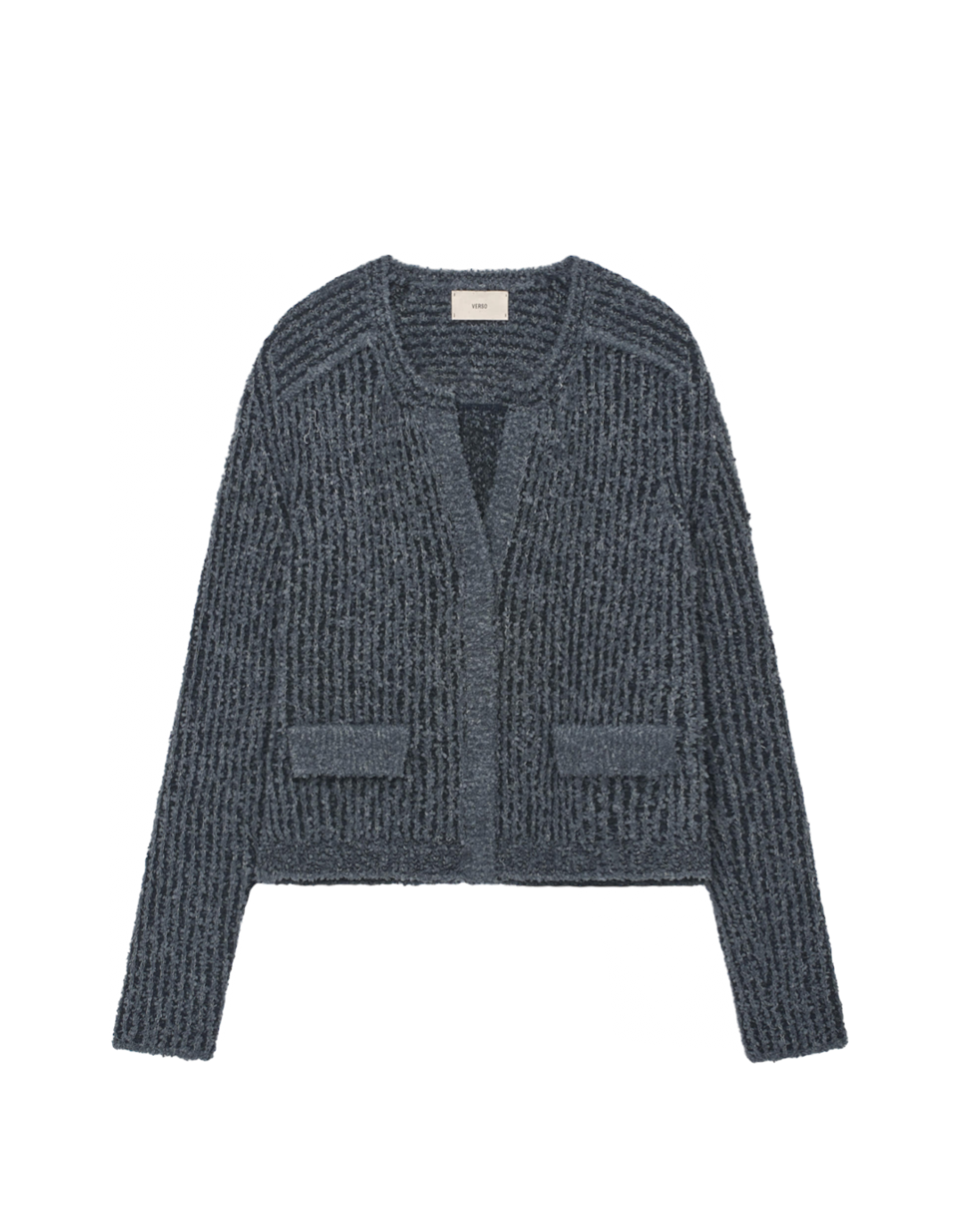 Tweed Knitted Cardigan in Dark Blue