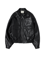 Faux Leather Bomber Jacket In Black