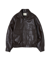 Faux Leather Bomber Jacket In Brown