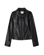 Faux Leather Crop Jacket In Black