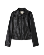 Faux Leather Crop Jacket In Black