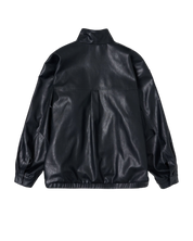 Faux Leather Field Jacket In Black