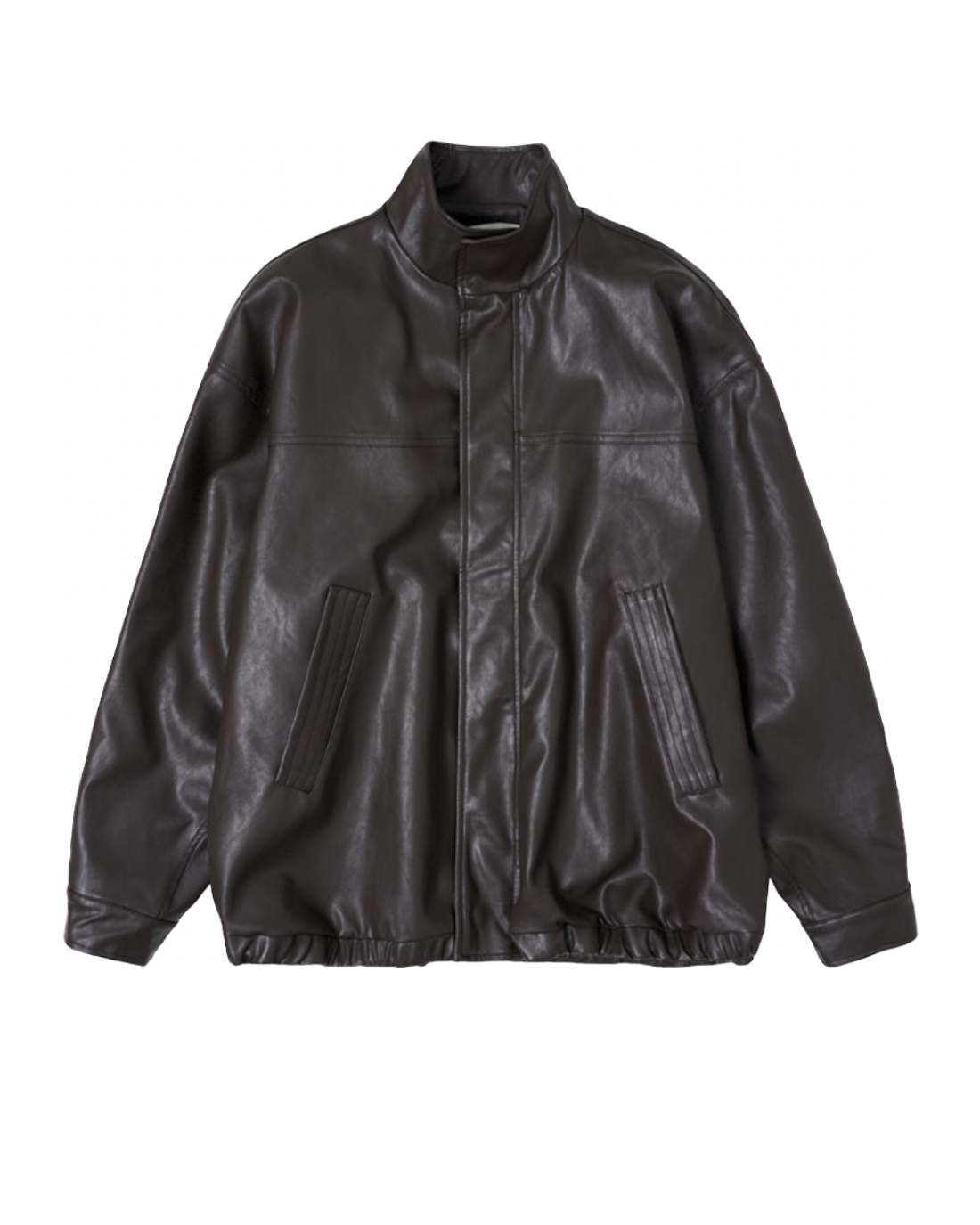 Faux Leather Field Jacket In Brown