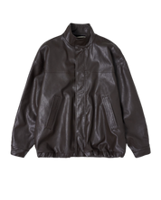 Faux Leather Field Jacket In Brown