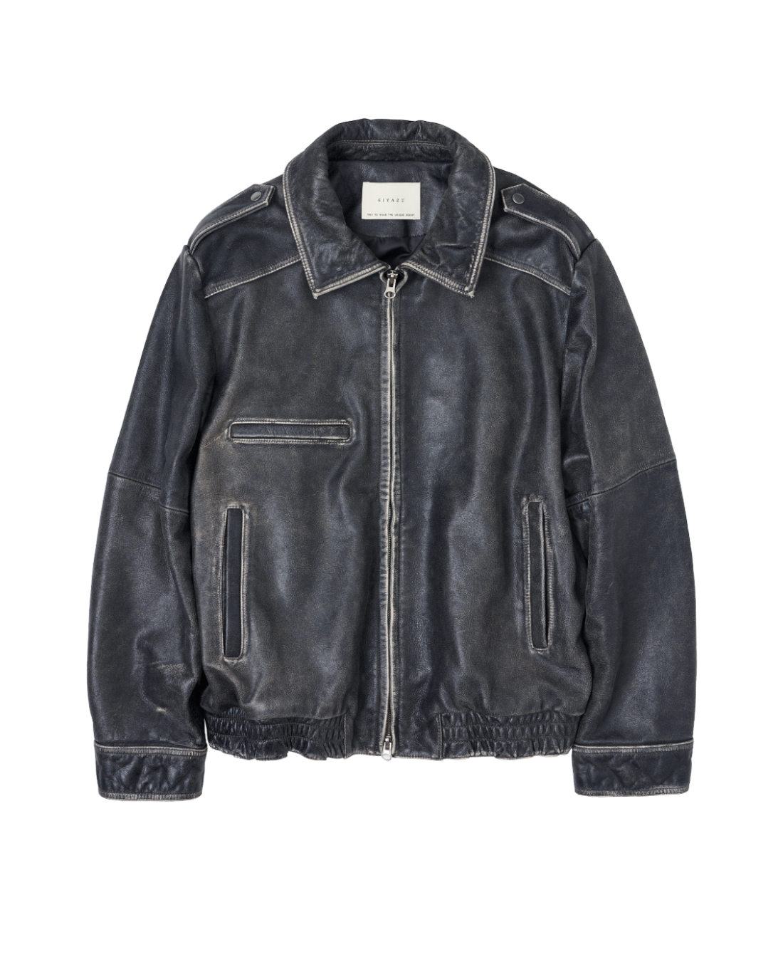 Vintage Crack Leather Jacket In Black