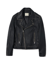 Vintage Crack Leather Rider Jacket In Black