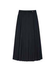 Pleats Wrap Skirt In Dark Navy