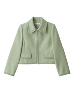 Line Tweed Crop Jacket In Green