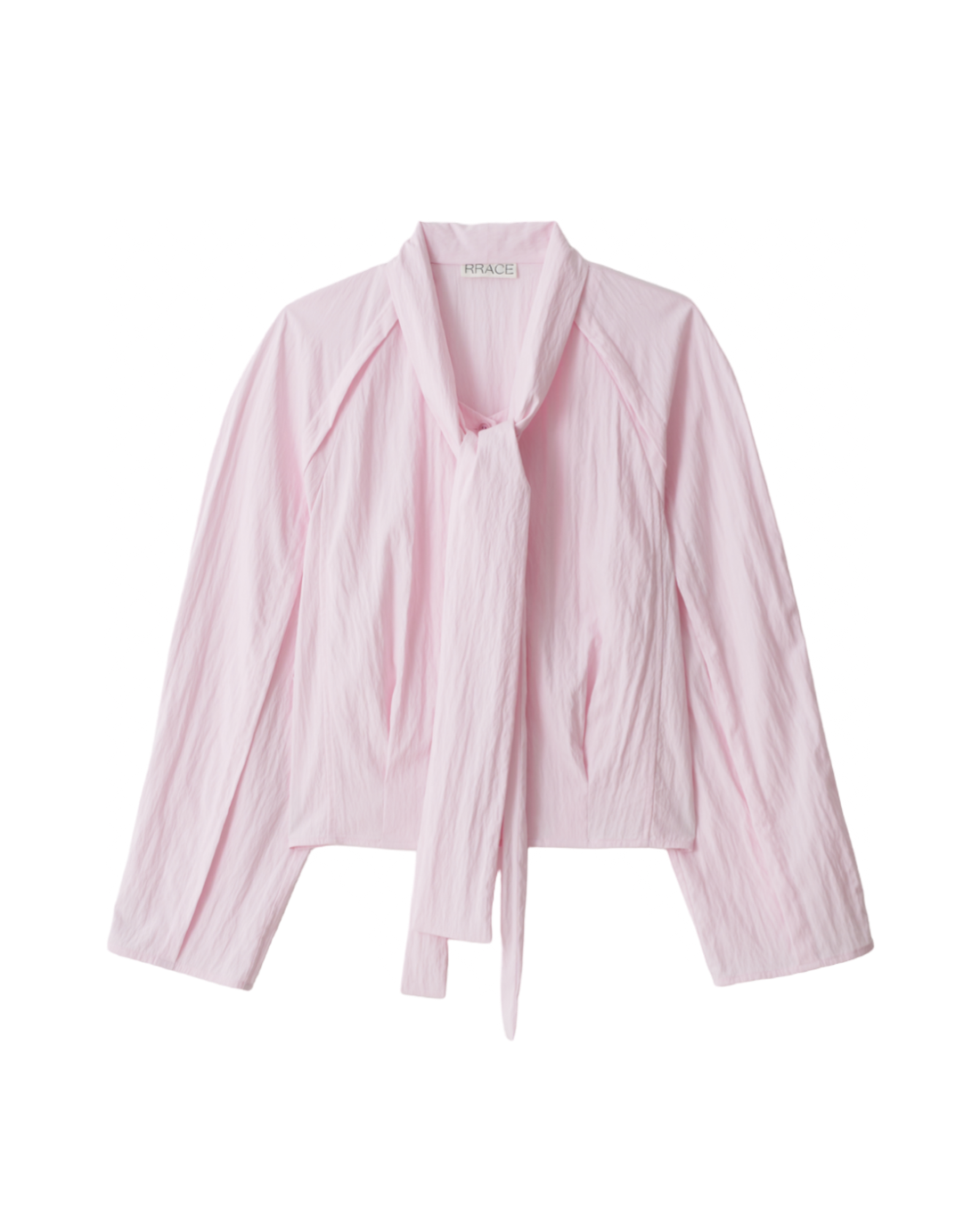 Tie-Collar Cotton Blouse In Pink