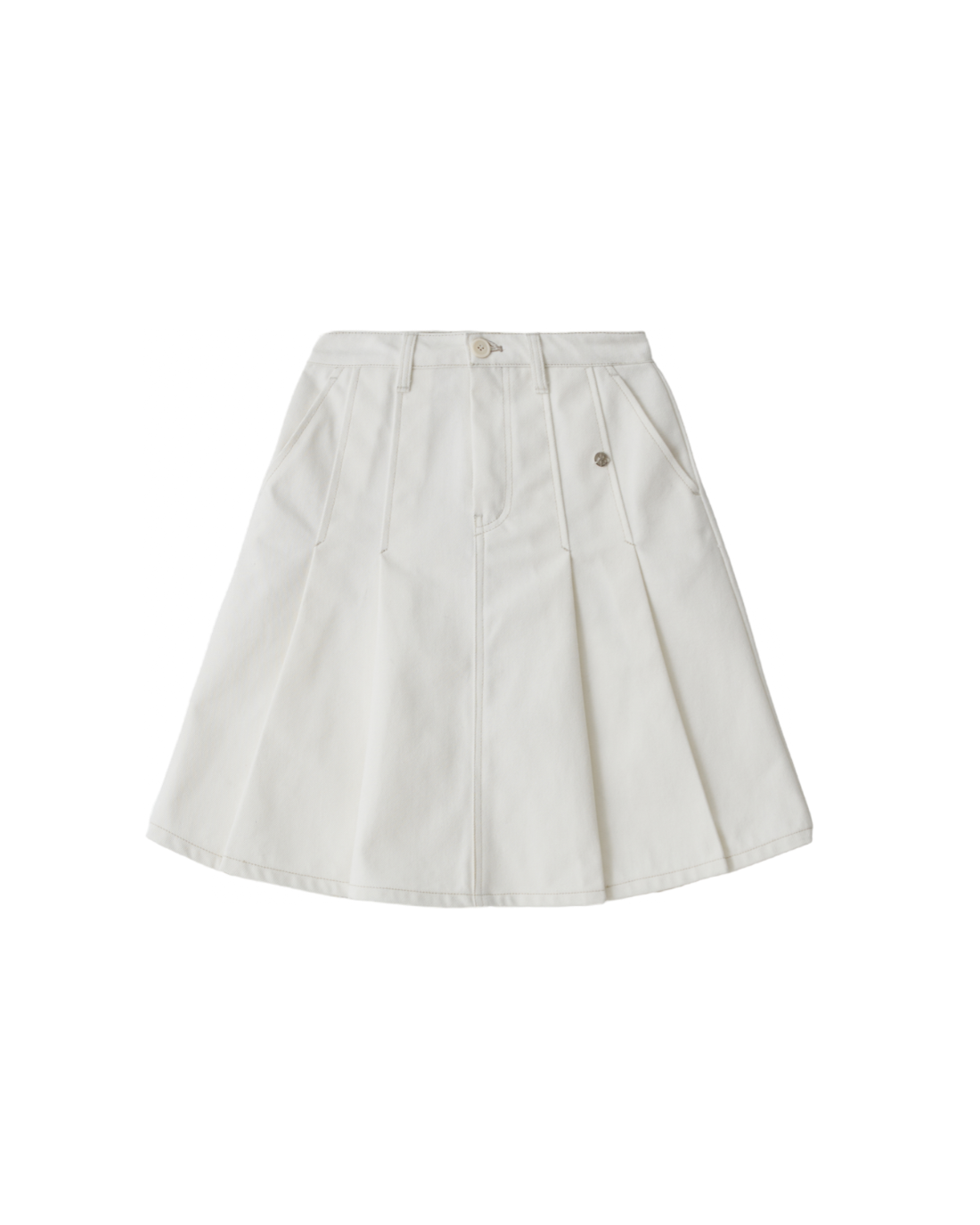 Denim Pleats Skirt In Ivory