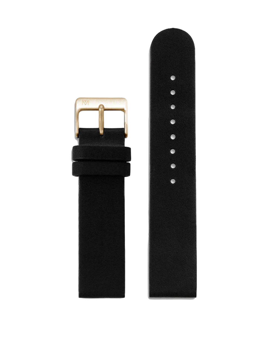 Black Leather In Gold 20mm