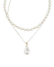 Double Love Pearl Beaded Necklace