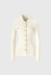 Sailor-collar Button Cardigan In Ivory