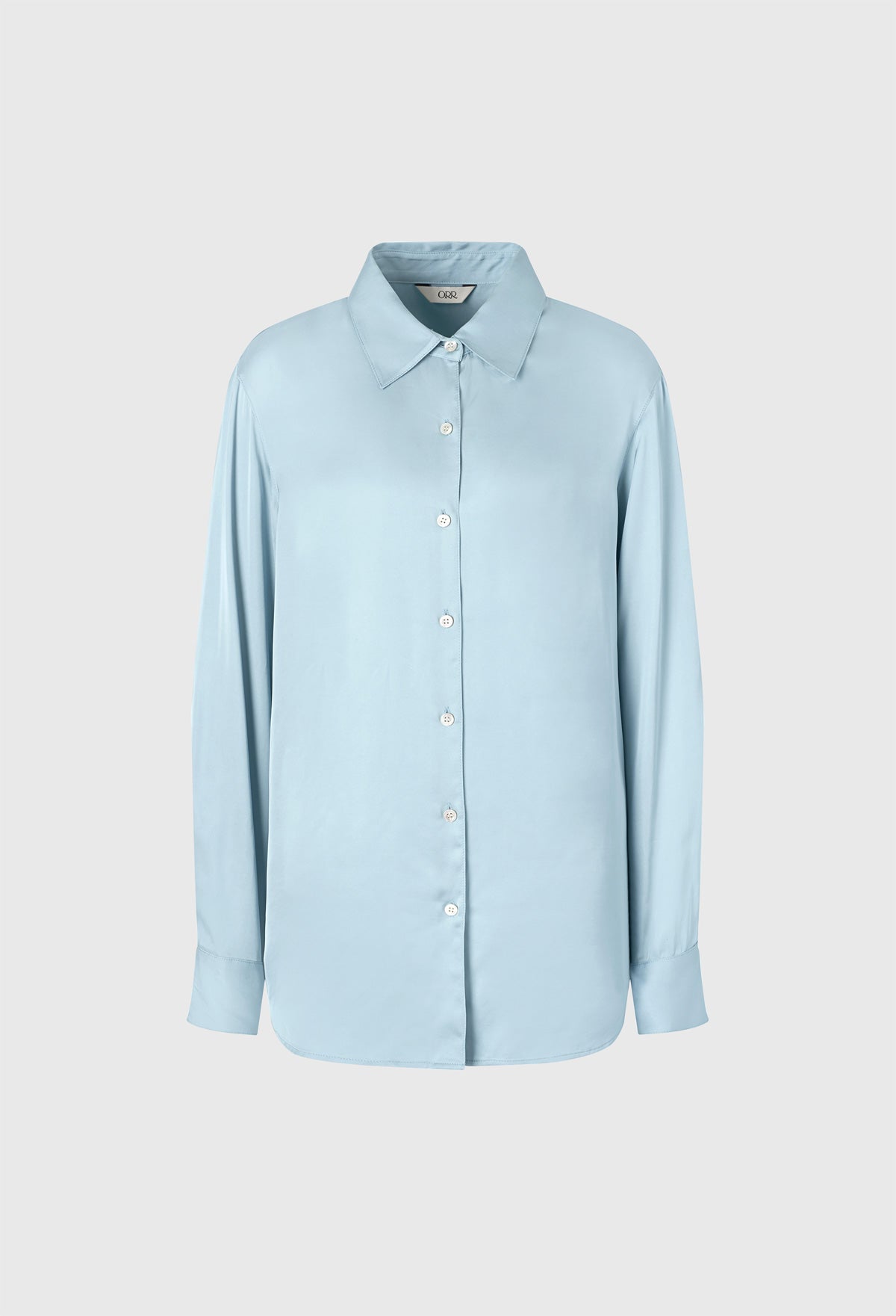 Satin Meduim-fit Shirt In Dusty Blue
