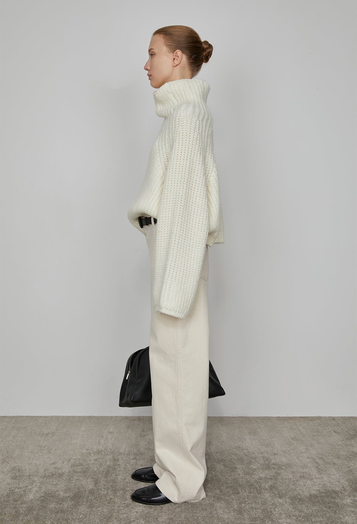 Slouchy High-neck Sweater In Ivory