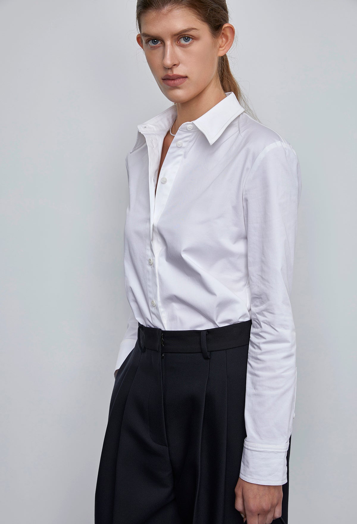 Tailored-fit Stretch Shirt In Pure White