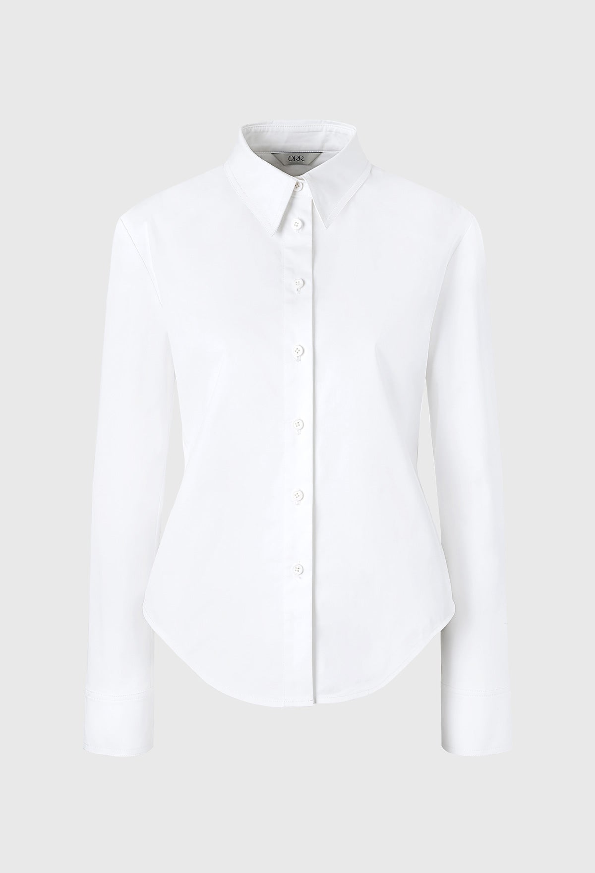 純白色合身彈性襯衫