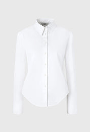 純白色合身彈性襯衫