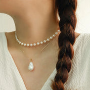Double Love Pearl Beaded Necklace