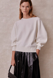 Voluminous Sleeve Sweater In Ivory